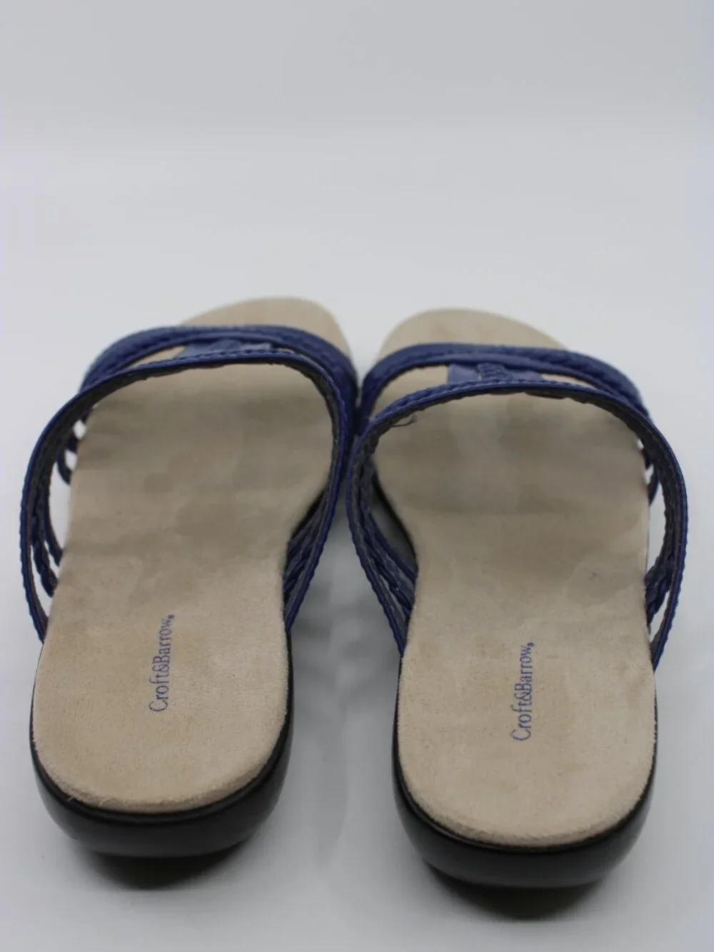 Croft &Barrow NWT Women Sandals Navy 8M Slip on Cushion Casual Open Toe Wedge